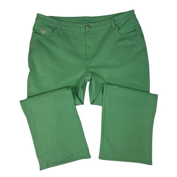 Quacker Factory Dream Jeannes Soft Knit Jeans Size 22W Seafoam Green A210151 - Picture 2 of 11